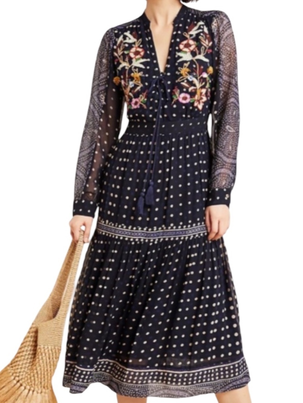 Maeve Cassidy Embroidered Midi Dress Size 2